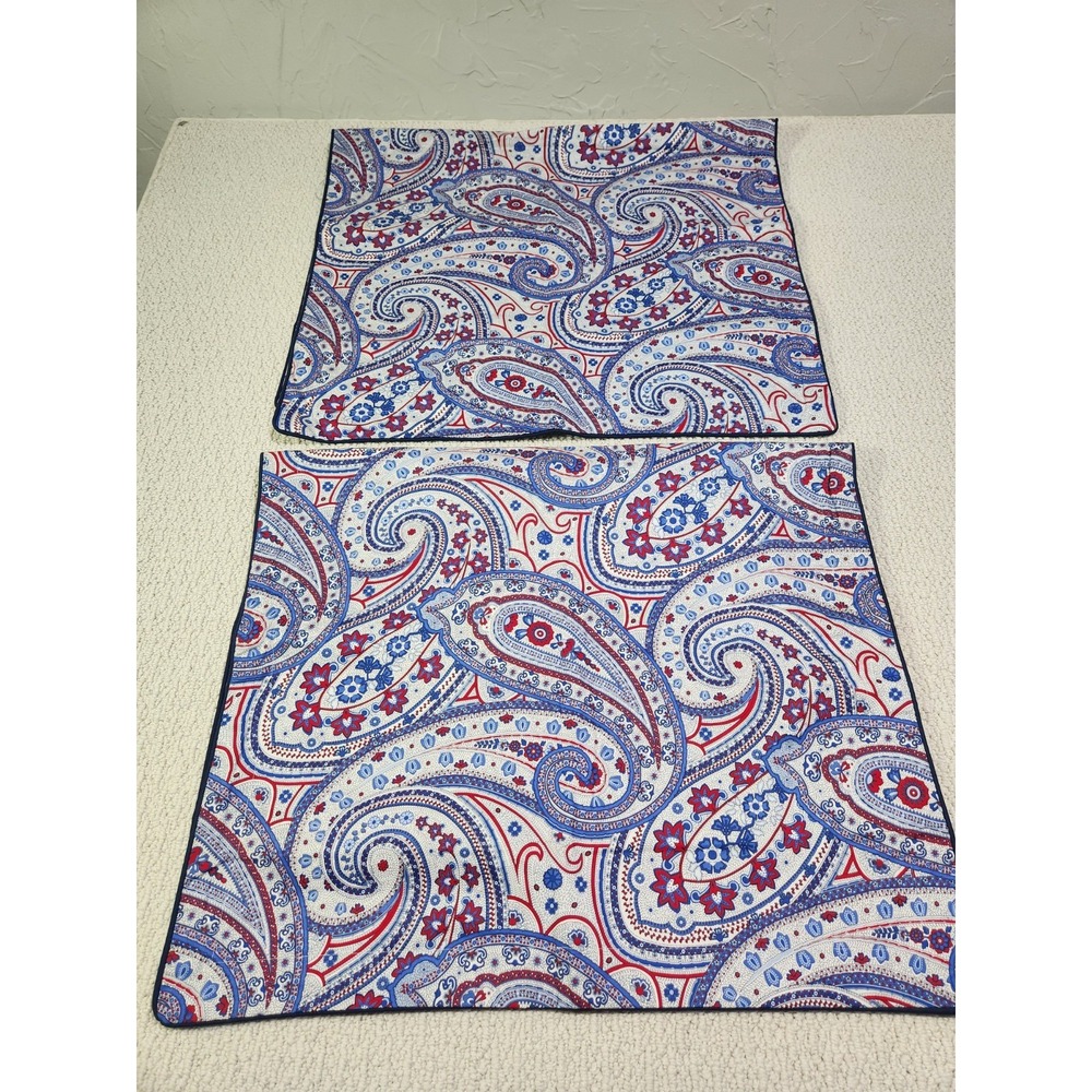 American Living Ralph Lauren 2 King Pillow Shams Bay‎ Harbour Paisley Patriotic